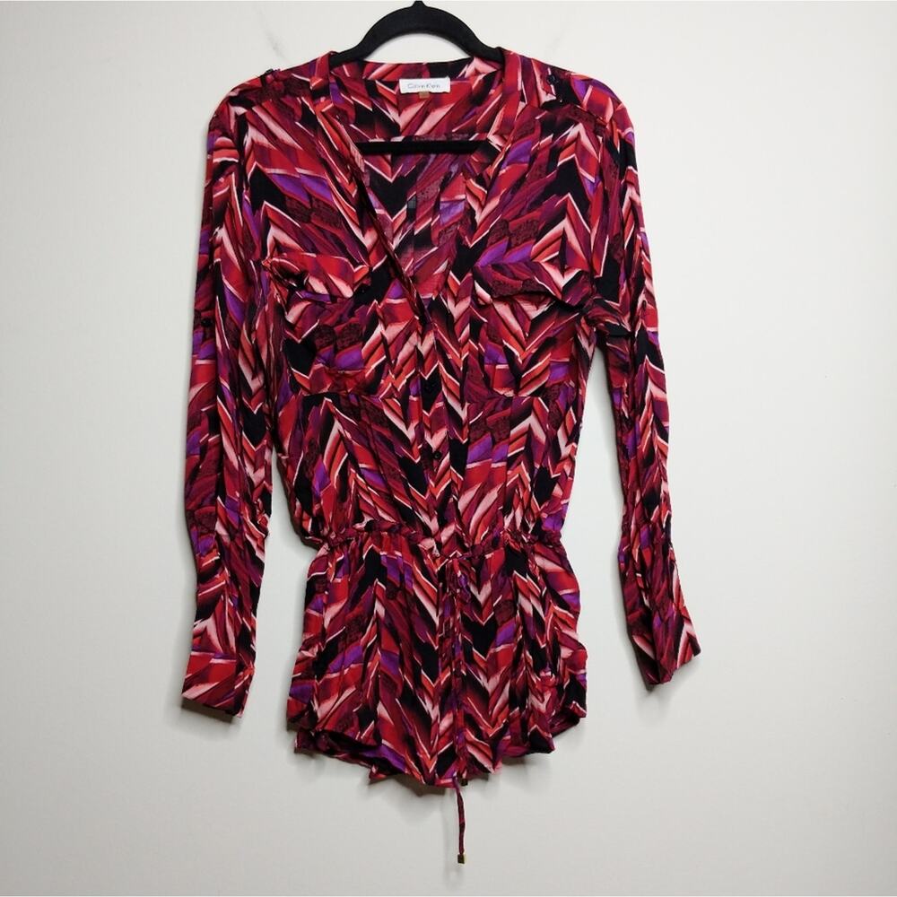 Calvin Klein Patterned Blouse - Size L - Euc - image 1